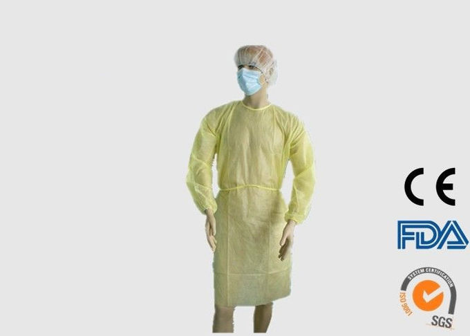 Grandi indumenti medici eliminabili, abiti di isolamento di giallo dell'esame di sicurezza
